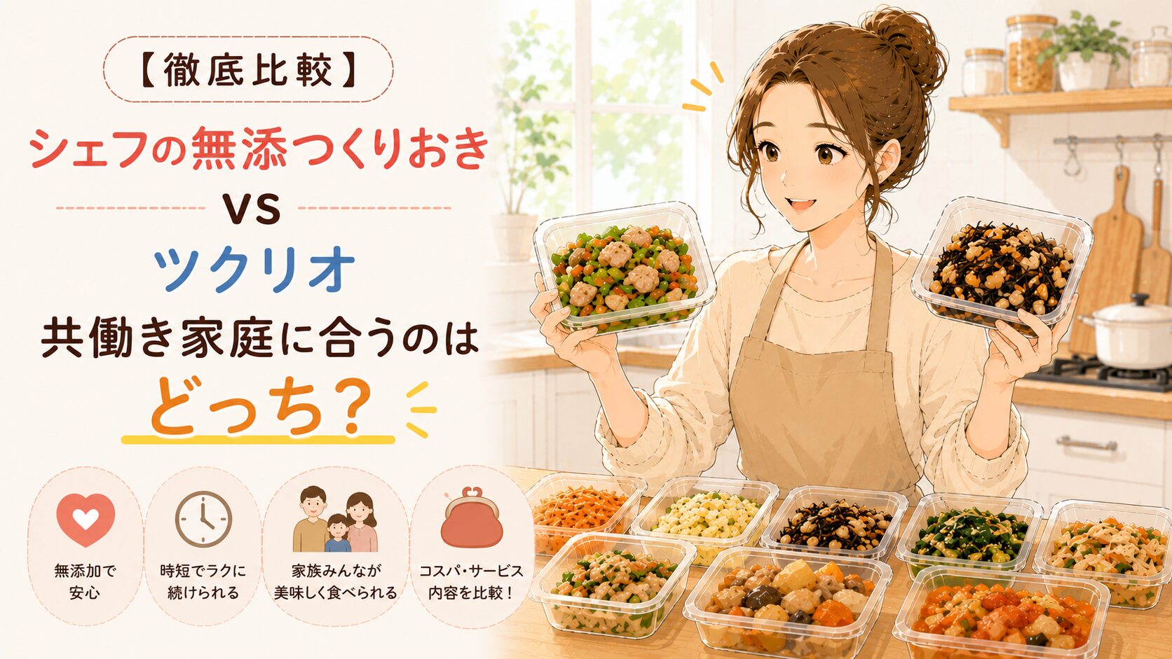 【徹底比較】シェフの無添つくりおきvsツクリオ　アイキャッチ画像