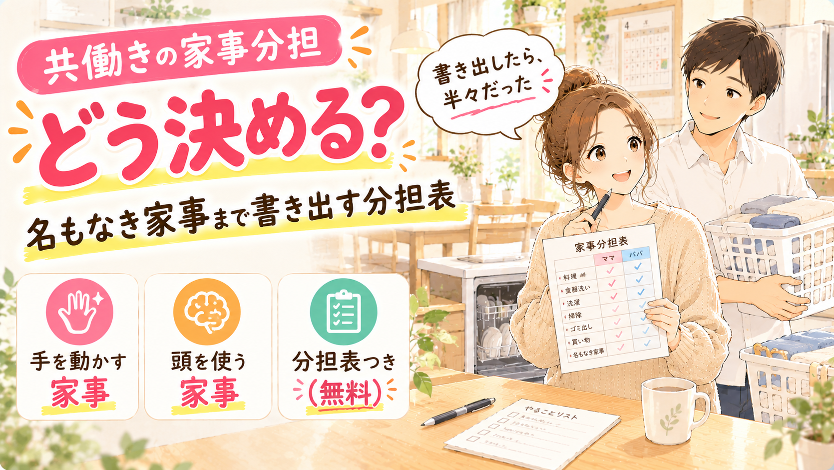 共働きの家事分担、どう決める？名もなき家事まで書き出す分担表と我が家の実例